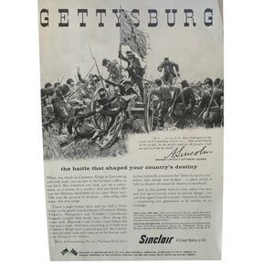 Vintage 1961 Sinclair Oil Gettysburg Destiny Ad Advertisement